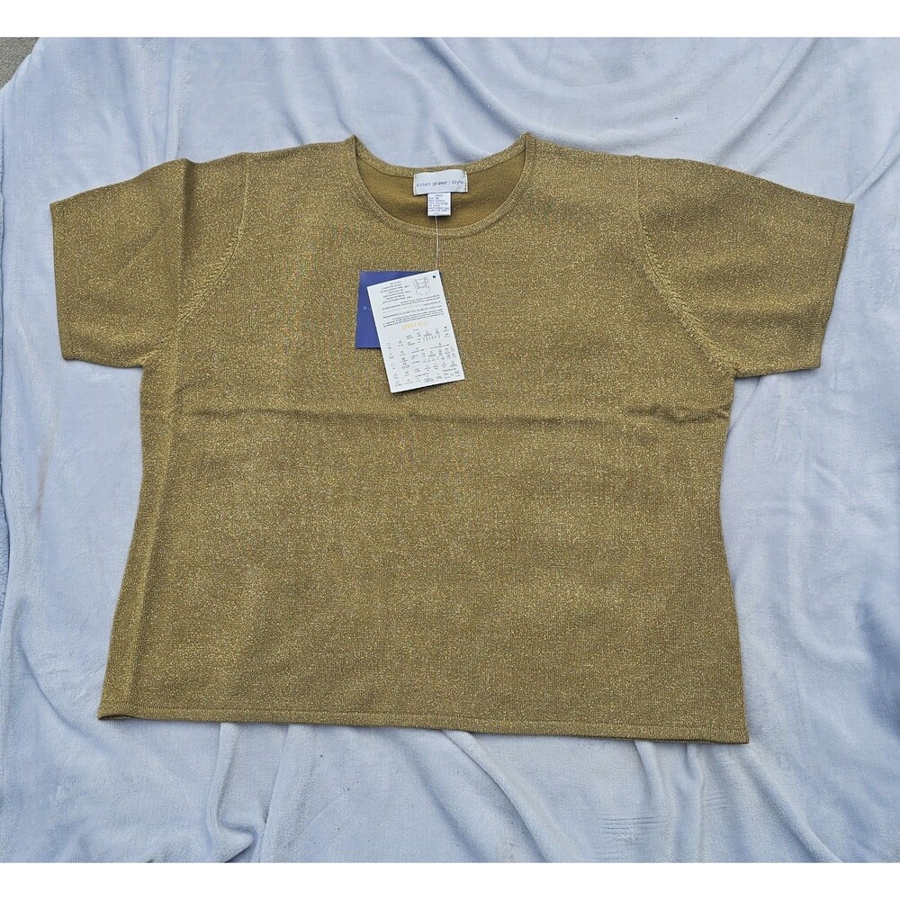 Susan Graver Women's Top Short Sleeve Sweater Size xl Sparkly